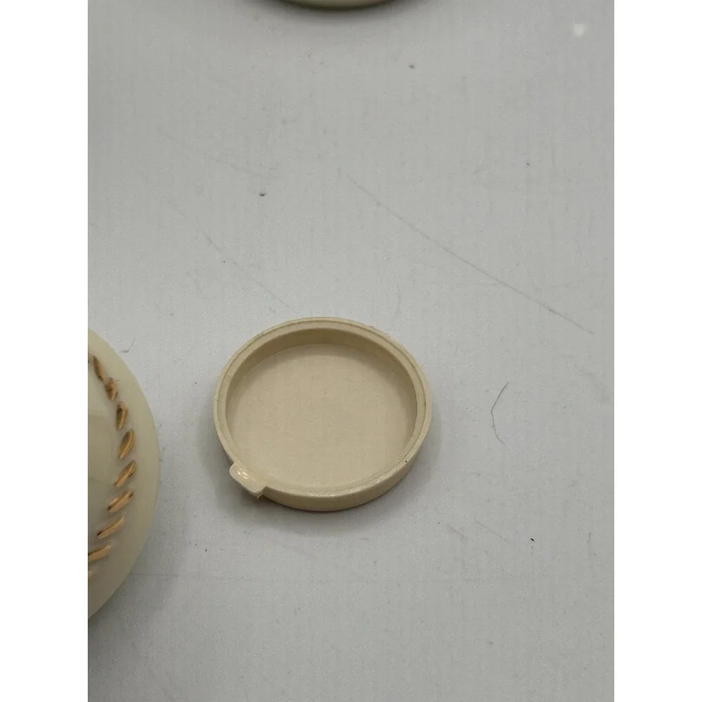 Wheatonware Custard Glass Salt & Pepper‎ Shakers With Lids Gold Trim